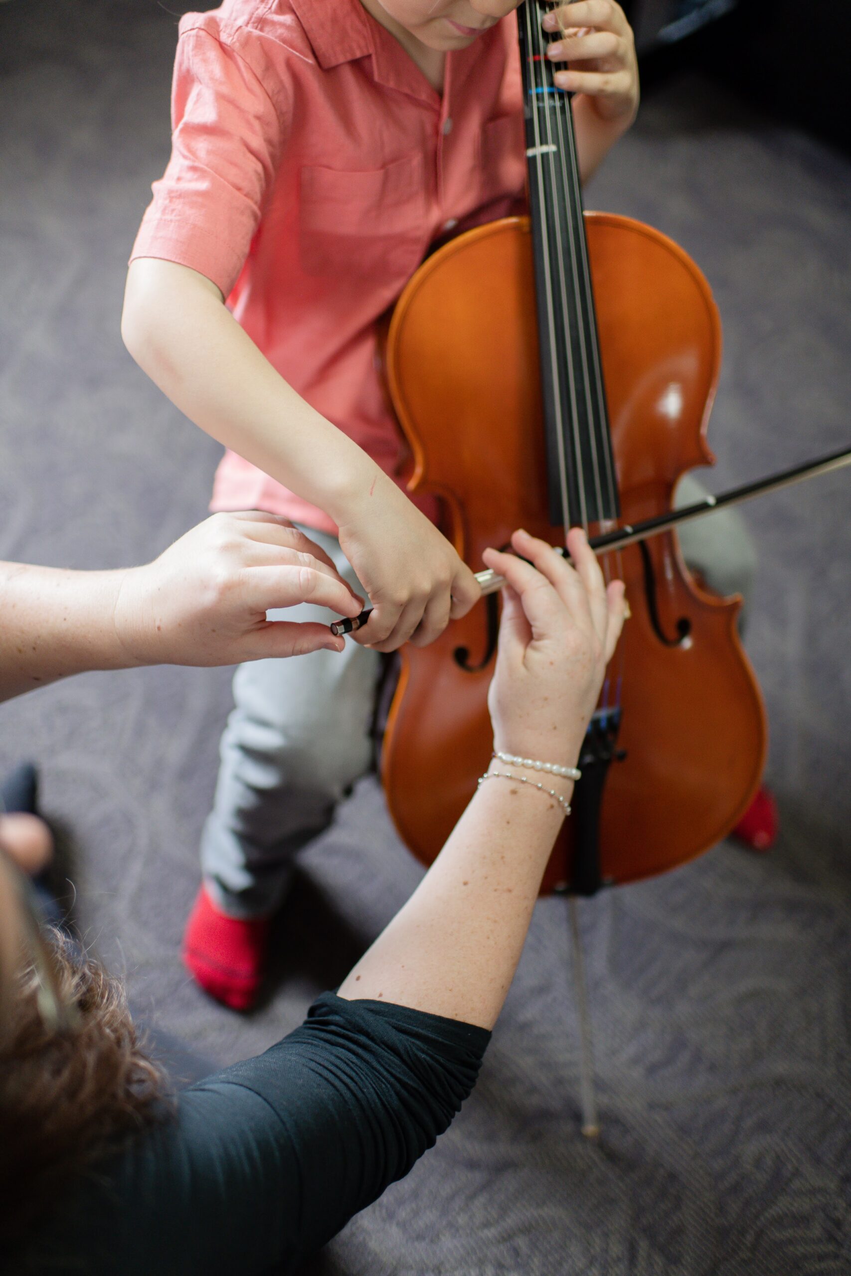 student playing cello