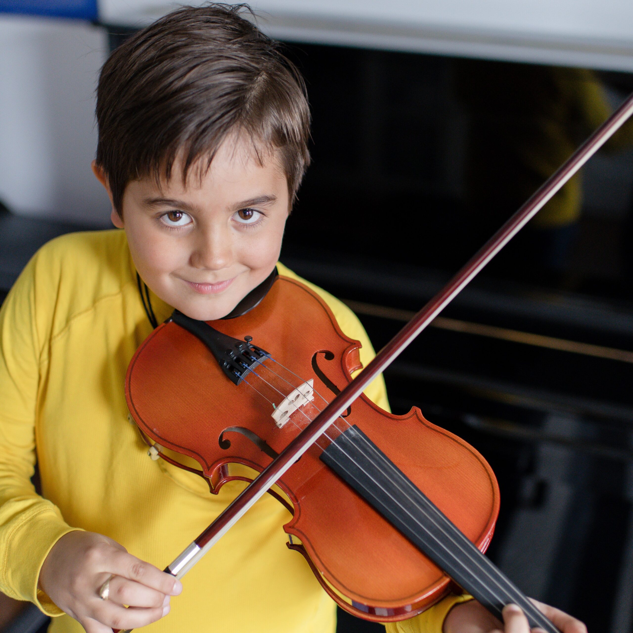 student playing violin